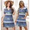 image:imageWIHOLL Summer Dresses for Women Casual V Neck Wedding Guest Dress Hawaiian Midi Dress Fashion Beach Vacation Clothes3blue Stripes