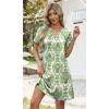 image:imageWIHOLL Summer Dresses for Women Casual V Neck Wedding Guest Dress Hawaiian Midi Dress Fashion Beach Vacation Clothes3green Flowers
