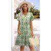 image:imageWIHOLL Summer Dresses for Women Casual V Neck Wedding Guest Dress Hawaiian Midi Dress Fashion Beach Vacation Clothes3green Flowers