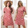 image:imageWIHOLL Summer Dresses for Women Casual V Neck Wedding Guest Dress Hawaiian Midi Dress Fashion Beach Vacation Clothes3pink Motif