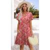 image:imageWIHOLL Summer Dresses for Women Casual V Neck Wedding Guest Dress Hawaiian Midi Dress Fashion Beach Vacation Clothes3pink Motif