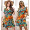 image:imageWIHOLL Summer Dresses for Women Casual V Neck Wedding Guest Dress Hawaiian Midi Dress Fashion Beach Vacation Clothes4coconut Flower