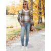 image:imageWIHOLL Sweatshirt for Women V Neck Sweaters Long Sleeve Shirts Fall Clothes Ribbed Collar 2025 Trendy FashionAll Plaid Brown Yellow White