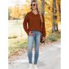 image:imageWIHOLL Sweatshirt for Women V Neck Sweaters Long Sleeve Shirts Fall Clothes Ribbed Collar 2025 Trendy FashionCaramel