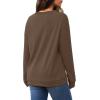 image:imageWIHOLL Sweatshirt for Women V Neck Sweaters Long Sleeve Shirts Fall Clothes Ribbed Collar 2025 Trendy FashionCoffee