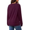 image:imageWIHOLL Sweatshirt for Women V Neck Sweaters Long Sleeve Shirts Fall Clothes Ribbed Collar 2025 Trendy FashionFuchsia