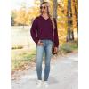 image:imageWIHOLL Sweatshirt for Women V Neck Sweaters Long Sleeve Shirts Fall Clothes Ribbed Collar 2025 Trendy FashionFuchsia