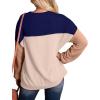 image:imageWIHOLL Womens Fall Fashion 2025 Long Sleeve Shirts Color Block Knitted Ribbed Tunic Tops Casual Loose Fit TrendyNavy Blue