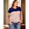 image:imageWIHOLL Womens Fall Fashion 2025 Long Sleeve Shirts Color Block Knitted Ribbed Tunic Tops Casual Loose Fit TrendyNavy Blue