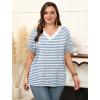image:imageWIHOLL Womens Summer Tops Short Sleeve Shirts Loose Fit T Shirts V Neck Dressy Casual Blouse 2026 Fashion Clothing Stripe Blue S
