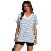 image:imageWIHOLL Womens Summer Tops Short Sleeve Shirts Loose Fit T Shirts V Neck Dressy Casual Blouse 2026 Fashion Clothing Stripe Blue S