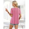 image:imageWIHOLL Womens Summer Tops Short Sleeve Shirts Square Neck Spring Outfits 2026 Fashion Clothing BlousesStripes Hot Pink