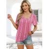 image:imageWIHOLL Womens Summer Tops Short Sleeve Shirts Square Neck Spring Outfits 2026 Fashion Clothing BlousesStripes Hot Pink