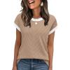 image:imageWIHOLL Womens Summer Tops Short Sleeve Sweater Work Office Business Casual Outfits Fashion Clothing03  Light Coffee