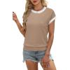 image:imageWIHOLL Womens Summer Tops Short Sleeve Sweater Work Office Business Casual Outfits Fashion Clothing03  Light Coffee