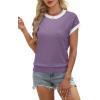 image:imageWIHOLL Womens Summer Tops Short Sleeve Sweater Work Office Business Casual Outfits Fashion Clothing04  Purple