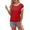 image:imageWIHOLL Womens Summer Tops Short Sleeve Sweater Work Office Business Casual Outfits Fashion Clothing06  Red