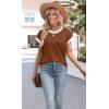 image:imageWIHOLL Womens Summer Tops Short Sleeve Sweater Work Office Business Casual Outfits Fashion Clothing07  Red Brown
