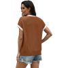 image:imageWIHOLL Womens Summer Tops Short Sleeve Sweater Work Office Business Casual Outfits Fashion Clothing07  Red Brown
