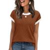 image:imageWIHOLL Womens Summer Tops Short Sleeve Sweater Work Office Business Casual Outfits Fashion Clothing07  Red Brown