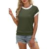 image:imageWIHOLL Womens Summer Tops Short Sleeve Sweater Work Office Business Casual Outfits Fashion Clothing08  Grey Green