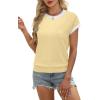 image:imageWIHOLL Womens Summer Tops Short Sleeve Sweater Work Office Business Casual Outfits Fashion Clothing09  Yellow