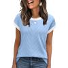 image:imageWIHOLL Womens Summer Tops Short Sleeve Sweater Work Office Business Casual Outfits Fashion Clothing10  Light Blue