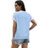 image:imageWIHOLL Womens Summer Tops Short Sleeve Sweater Work Office Business Casual Outfits Fashion Clothing10  Light Blue