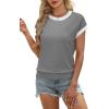 image:imageWIHOLL Womens Summer Tops Short Sleeve Sweater Work Office Business Casual Outfits Fashion Clothing11  Grey