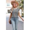 image:imageWIHOLL Womens Summer Tops Short Sleeve Sweater Work Office Business Casual Outfits Fashion Clothing11  Grey