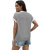 image:imageWIHOLL Womens Summer Tops Short Sleeve Sweater Work Office Business Casual Outfits Fashion Clothing11  Grey