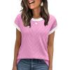 image:imageWIHOLL Womens Summer Tops Short Sleeve Sweater Work Office Business Casual Outfits Fashion Clothing12  Hot Pink