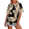 image:imageWIHOLL Womens T Shirts Loose Fit Short Sleeve Tees Crew Neck Color Block Summer Tops 2026 FashionBlack Beige Tropical Leaves