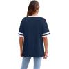 image:imageWIHOLL Womens T Shirts Loose Fit Short Sleeve Tees Crew Neck Color Block Summer Tops 2026 FashionNavy Blue