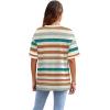 image:imageWIHOLL Womens T Shirts Loose Fit Short Sleeve Tees Crew Neck Color Block Summer Tops 2026 FashionOrange Stripes