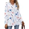 image:imageWIHOLL Womens Tops Long Sleeve Fall Shirts Babydoll Peplum Tops for Women V Neck Tunic Dressy Casual BlousesWhite Floral