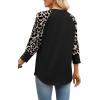image:imageWIHOLL Womens Tops Summer 34 Sleeve with Buttons Dressy Casual Blouses Color Block Raglan Outfits Fashion Clothing 2026Black Leopard