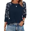 image:imageWIHOLL Womens Tops Summer 34 Sleeve with Buttons Dressy Casual Blouses Color Block Raglan Outfits Fashion Clothing 2026Blue Floral