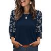 image:imageWIHOLL Womens Tops Summer 34 Sleeve with Buttons Dressy Casual Blouses Color Block Raglan Outfits Fashion Clothing 2026Blue Floral