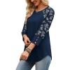 image:imageWIHOLL Womens Tops Summer 34 Sleeve with Buttons Dressy Casual Blouses Color Block Raglan Outfits Fashion Clothing 2026Blue Floral