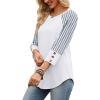 image:imageWIHOLL Womens Tops Summer 34 Sleeve with Buttons Dressy Casual Blouses Color Block Raglan Outfits Fashion Clothing 2026Blue Striped