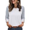 image:imageWIHOLL Womens Tops Summer 34 Sleeve with Buttons Dressy Casual Blouses Color Block Raglan Outfits Fashion Clothing 2026Blue Striped