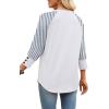 image:imageWIHOLL Womens Tops Summer 34 Sleeve with Buttons Dressy Casual Blouses Color Block Raglan Outfits Fashion Clothing 2026Blue Striped
