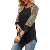 image:imageWIHOLL Womens Tops Summer 34 Sleeve with Buttons Dressy Casual Blouses Color Block Raglan Outfits Fashion Clothing 2026Brown Leopard