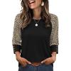 image:imageWIHOLL Womens Tops Summer 34 Sleeve with Buttons Dressy Casual Blouses Color Block Raglan Outfits Fashion Clothing 2026Brown Leopard