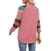 image:imageWIHOLL Womens Tops Summer 34 Sleeve with Buttons Dressy Casual Blouses Color Block Raglan Outfits Fashion Clothing 2026Colorful Striped