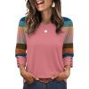 image:imageWIHOLL Womens Tops Summer 34 Sleeve with Buttons Dressy Casual Blouses Color Block Raglan Outfits Fashion Clothing 2026Colorful Striped