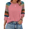 image:imageWIHOLL Womens Tops Summer 34 Sleeve with Buttons Dressy Casual Blouses Color Block Raglan Outfits Fashion Clothing 2026Colorful Striped