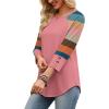 image:imageWIHOLL Womens Tops Summer 34 Sleeve with Buttons Dressy Casual Blouses Color Block Raglan Outfits Fashion Clothing 2026Colorful Striped