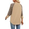 image:imageWIHOLL Womens Tops Summer 34 Sleeve with Buttons Dressy Casual Blouses Color Block Raglan Outfits Fashion Clothing 2026Khaki Leopard